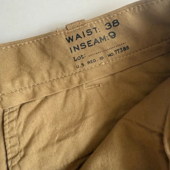 NWT J.Crew Men’s khaki shorts chino size 38 inseam 9 flat front black label - Picture 3 of 9
